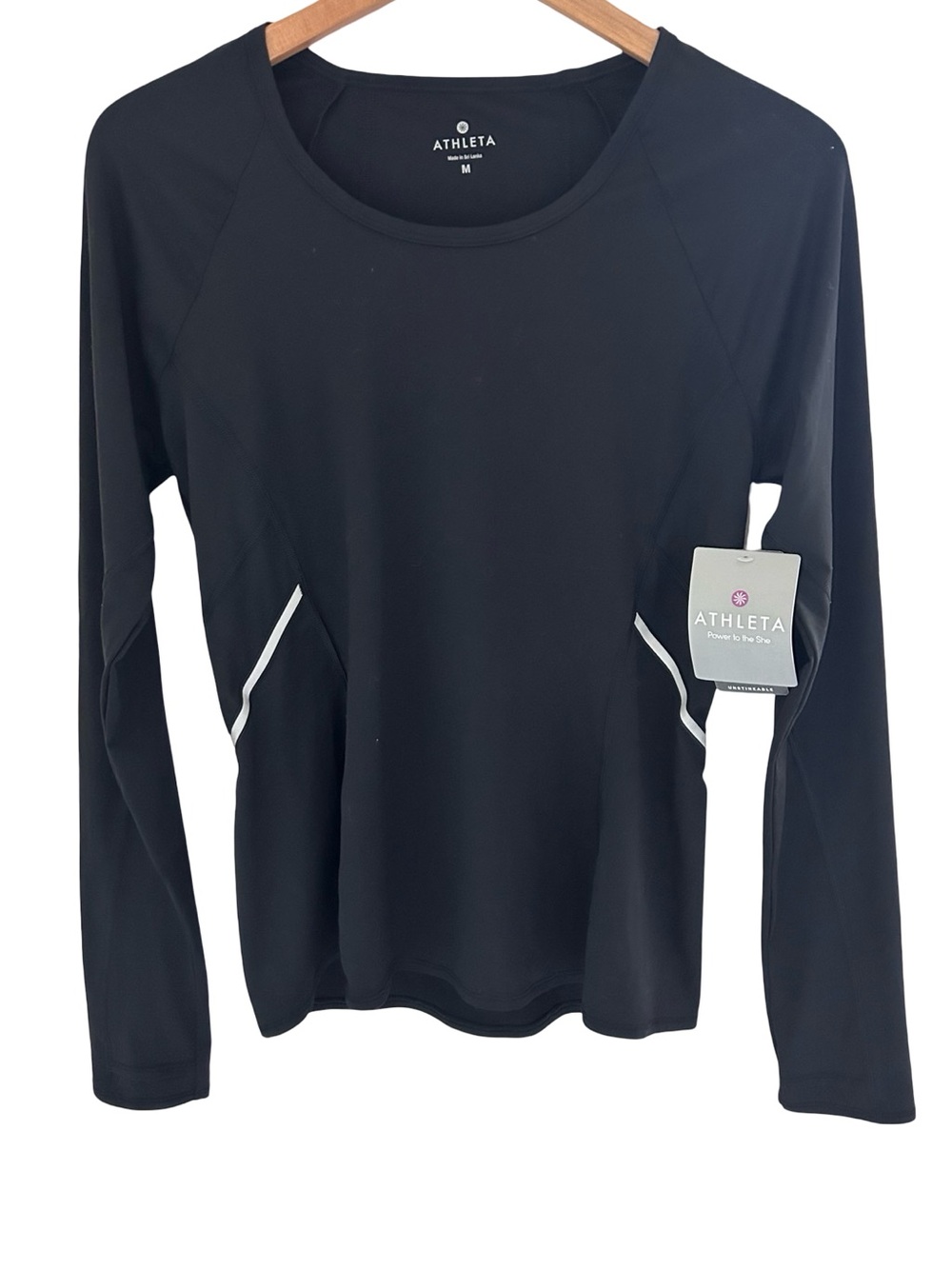 Athleta Luster Long Sleeve Tee Reflective Strips Running Size Medium NWT